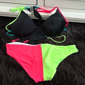 PINK Victoria’s Secret neon color block swimsuit